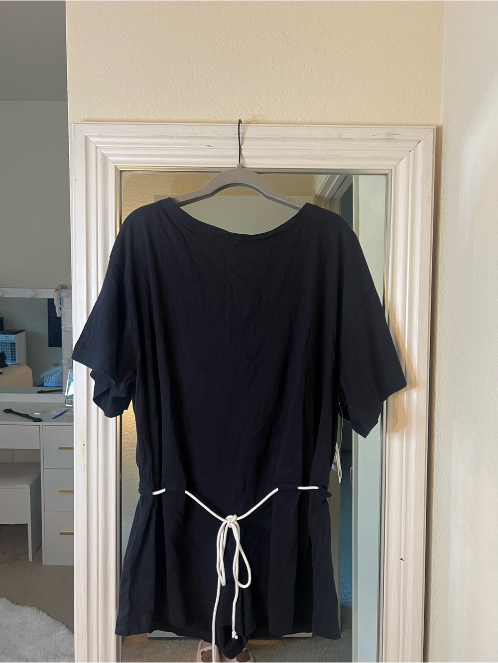🔥NWT Free People🔥 Black Short Sleeve Rompers with White Drawstring
